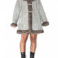 Vintage Beige Short Fur Trim Coat