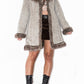 Vintage Beige Short Fur Trim Coat