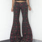 Vintage Deadstock Y2k Tartan Check Print Super Flare Low Rise Jeans - Size S