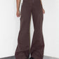 Vintage Deadstock Brown Thick Y2k Flared Leg Baggy Loose Fit Cotton Trousers - Size S