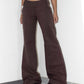 Vintage Deadstock Brown Thick Y2k Flared Leg Baggy Loose Fit Cotton Trousers - Size S