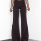 Vintage Y2K Office Siren Sexy Brown Flared Trousers with Lace Up Slit Details - Size S