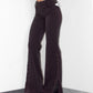 Vintage Y2K Office Siren Sexy Brown Flared Trousers with Lace Up Slit Details - Size S