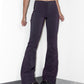 Vintage Y2k Rave Grungy Deep Purple Bell Bottom Back Slit Mid Rise Stretchy Trousers- Size S