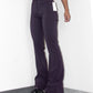 Vintage Y2k Rave Grungy Deep Purple Bell Bottom Back Slit Mid Rise Stretchy Trousers- Size S