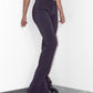 Vintage Y2k Rave Grungy Deep Purple Bell Bottom Back Slit Mid Rise Stretchy Trousers- Size S