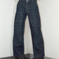 Vintage Y2k Dark Blue Thick Tapered Leg Wide Baggy Jeans - Size S