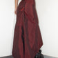 Vintage Late 90s Nylon Asymmetric Prom Grunge Drawstring Red Maxi Skirt - Size S