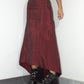 Vintage Late 90s Nylon Asymmetric Prom Grunge Drawstring Red Maxi Skirt - Size S