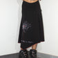 Vintage Asymmetric Subversive Flower Print Black Stripes Long Pointy Skirt - Size M