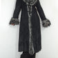 Vintage Y2k Fluffy Faux Fur Trim Long Winter Faux Suede Afghan Coat - Size M