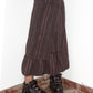 Vintage Y2k Pixie Elf Layered Brown Stripes Long Boho Skirt - size L