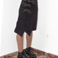 Y2k Vintage Grunge High Rise Text Embroidery Graffiti Asymmetric Black Pointy Pencil Skirt - Size S