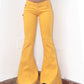 Vintage Y2k Deadstock Super Flared Bell Bottom Low Rise Festival Yellow Jeans - Size M