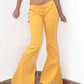 Vintage Y2k Deadstock Super Flared Bell Bottom Low Rise Festival Yellow Jeans - Size M