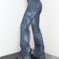 Vintage Tie Dye High Waist Blue Flared Wide Leg Stretchy Jeans - Size S