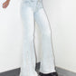 Y2k Deadstock Vintage Light Blue Flared Mid Rise Jeans with Bottom Zipper Details - Size M