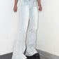 Y2k Deadstock Vintage Light Blue Flared Mid Rise Jeans with Bottom Zipper Details - Size M