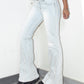 Y2k Deadstock Vintage Light Blue Flared Mid Rise Jeans with Bottom Zipper Details - Size M