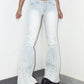 Y2k Deadstock Vintage Light Blue Flared Mid Rise Jeans with Bottom Zipper Details - Size M