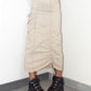 Y2k Ethereal Subversive Cargo Long Beige Ruched Details High Waist Skirt - Size M