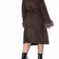 Vintage Brown Long Fur Trim Afghan Coat with Openwork Details