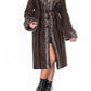 Vintage Brown Long Fur Trim Afghan Coat with Openwork Details