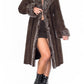 Vintage Brown Long Fur Trim Afghan Coat with Openwork Details