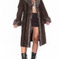 Vintage Brown Long Fur Trim Afghan Coat with Openwork Details