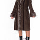 Vintage Brown Long Fur Trim Afghan Coat with Openwork Details