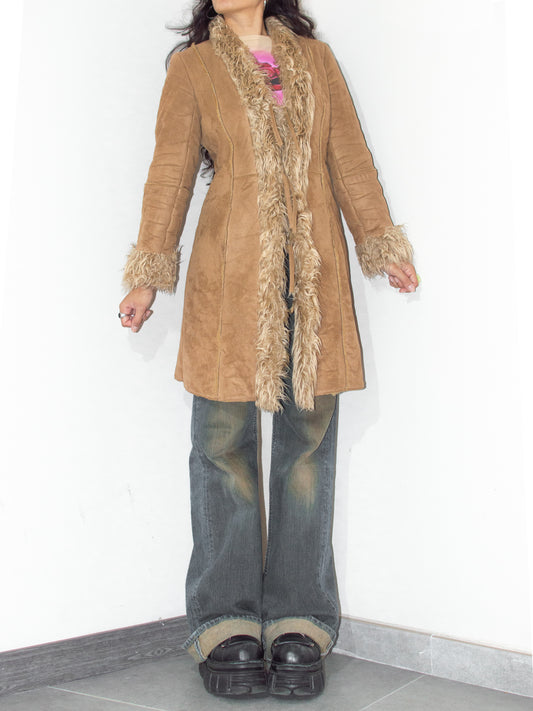 Vintage Fur Shaggy Short Penny Lane Coat for Fall - Size M