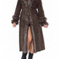 Brown Belted Afghan Coat with Double Fur Handcuffs