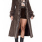 Brown Belted Afghan Coat with Double Fur Handcuffs