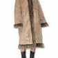 Fluffy Fur Trim Beige Afghan Coat