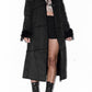 Vintage Black Long Faux Suede Fur Trim Coat