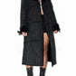 Vintage Black Long Faux Suede Fur Trim Coat