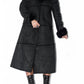 Vintage Black Long Faux Suede Fur Trim Coat