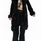 Vintage 90s Black Suede Leather and Double Fur trim Afghan coat