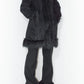 Vintage Black Hooded Faux Fur Trimmed Warm Penny Lane Coat Jacket - Size XL