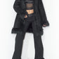 Vintage Black Hooded Faux Fur Trimmed Warm Penny Lane Coat Jacket - Size XL