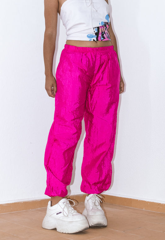 Vintage 80s Flashy Pink Harem Track pants