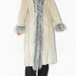 Y2k Long Beige and Grey Fur Trim Afghan Coat