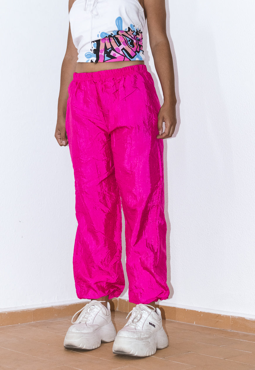 Vintage 80s Flashy Pink Harem Track pants