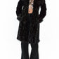 Vintage 90s Black Suede Leather and Double Fur trim Afghan coat