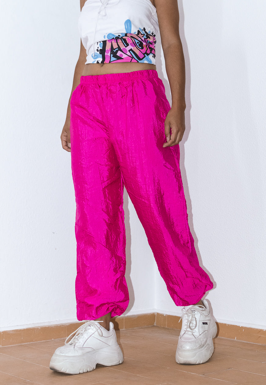 Vintage 80s Flashy Pink Harem Track pants