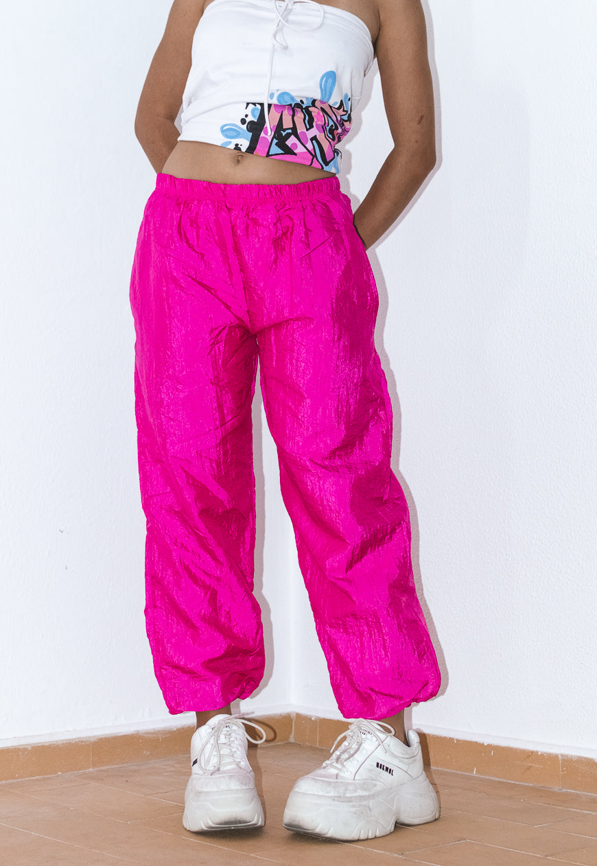 Vintage 80s Flashy Pink Harem Track pants