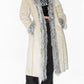 Y2k Long Beige and Grey Fur Trim Afghan Coat