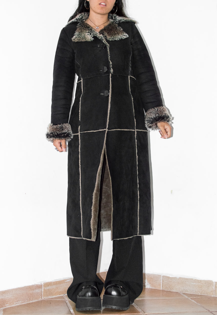 Vintage Long Faux Fur Black Penny Lane Coat