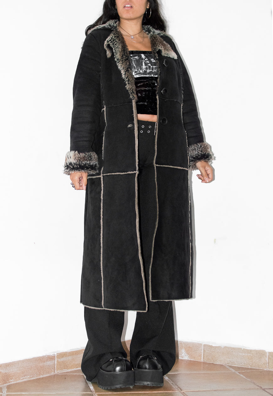 Vintage Long Faux Fur Black Penny Lane Coat