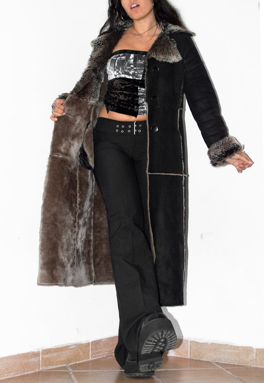 Vintage Long Faux Fur Black Penny Lane Coat